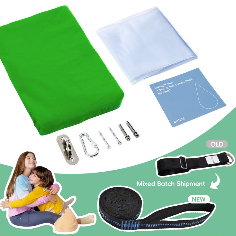 OUTREE Kids Pod Swing Seat, Cotton Child Hammock Swing Chair, Sensory Swing for Indoor and Outdoor Use, Green and Blue - Image 5